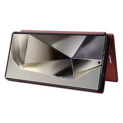 For Samsung Galaxy S25 Ultra 5G Carbon Fiber Texture Flip Leather Phone Case(Brown) by buy2fix