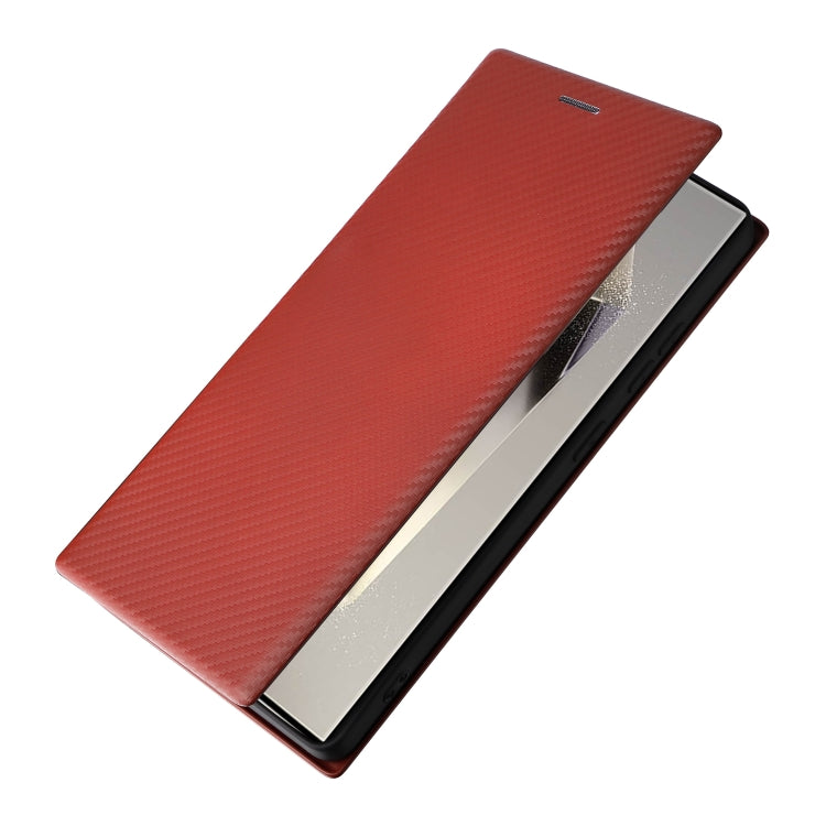For Samsung Galaxy S25 Ultra 5G Carbon Fiber Texture Flip Leather Phone Case(Brown) by buy2fix