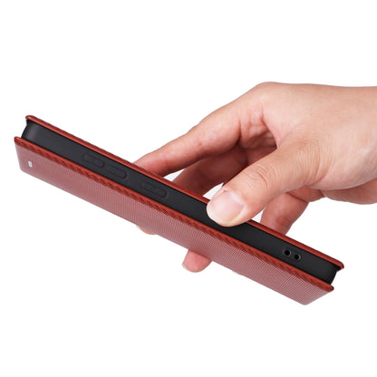 For Samsung Galaxy S25 Ultra 5G Carbon Fiber Texture Flip Leather Phone Case(Brown) by buy2fix