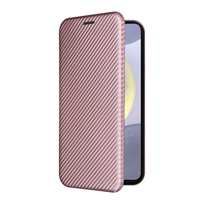 For Samsung Galaxy S25 5G Carbon Fiber Texture Flip Leather Phone Case(Pink) by buy2fix