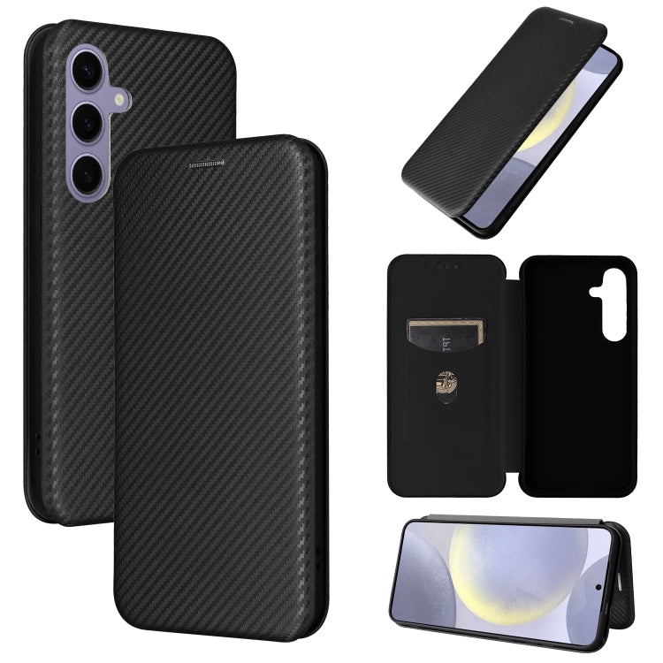 For Samsung Galaxy S25 5G Carbon Fiber Texture Flip Leather Phone Case(Black) by buy2fix