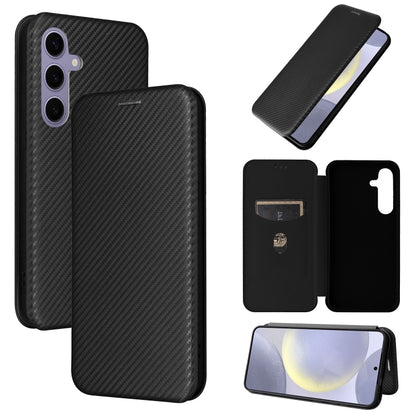 For Samsung Galaxy S25 5G Carbon Fiber Texture Flip Leather Phone Case(Black) by buy2fix