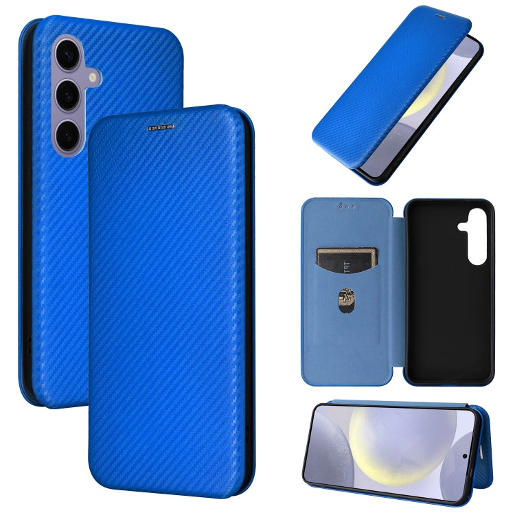 For Samsung Galaxy S25 5G Carbon Fiber Texture Flip Leather Phone Case(Blue) by buy2fix