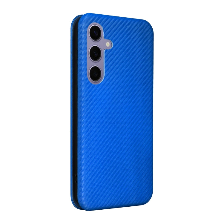 For Samsung Galaxy S25 5G Carbon Fiber Texture Flip Leather Phone Case(Blue) by buy2fix