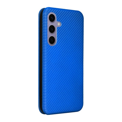 For Samsung Galaxy S25 5G Carbon Fiber Texture Flip Leather Phone Case(Blue) by buy2fix