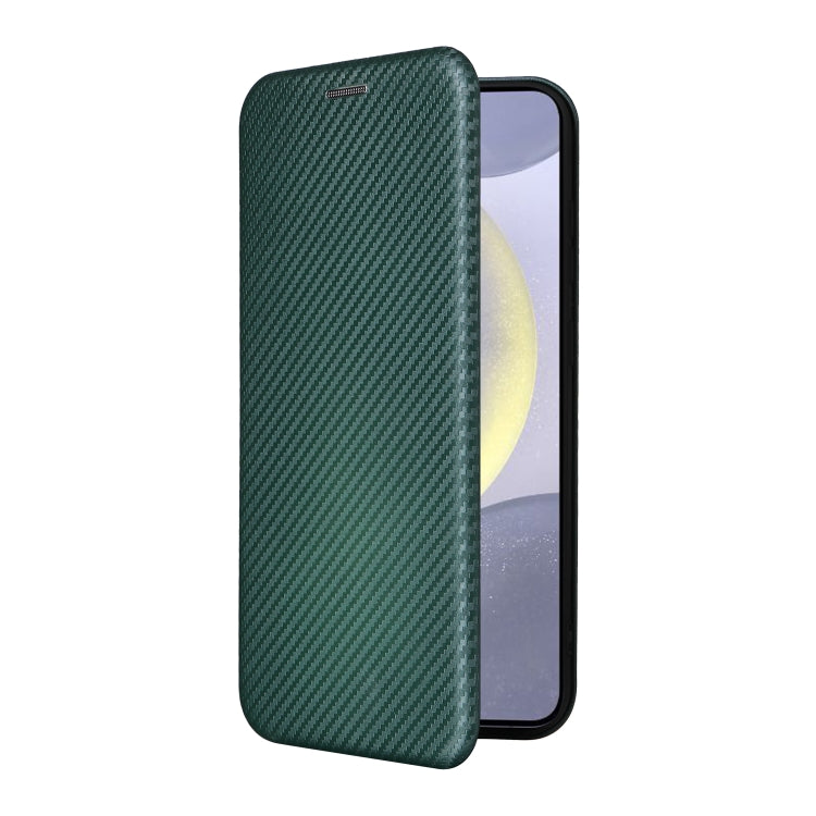 For Samsung Galaxy S25 5G Carbon Fiber Texture Flip Leather Phone Case(Green) by buy2fix