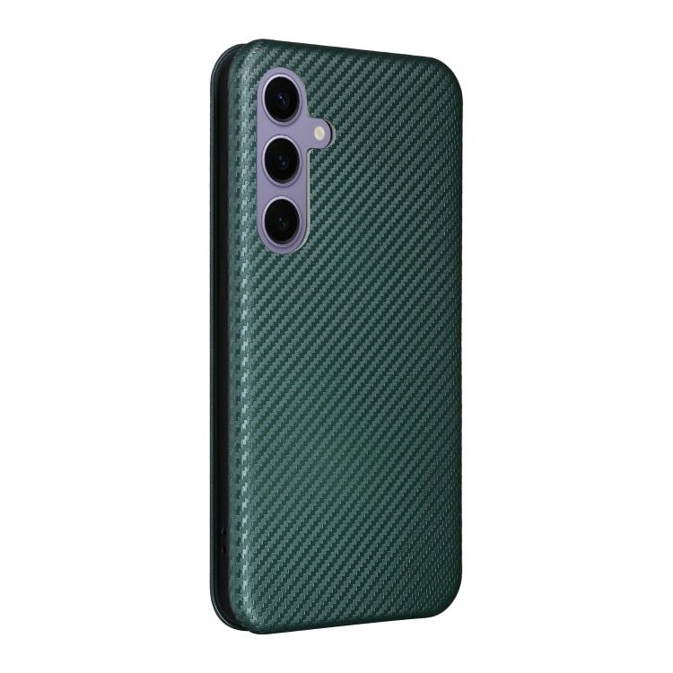 For Samsung Galaxy S25 5G Carbon Fiber Texture Flip Leather Phone Case(Green) by buy2fix