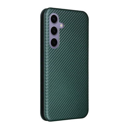 For Samsung Galaxy S25 5G Carbon Fiber Texture Flip Leather Phone Case(Green) by buy2fix