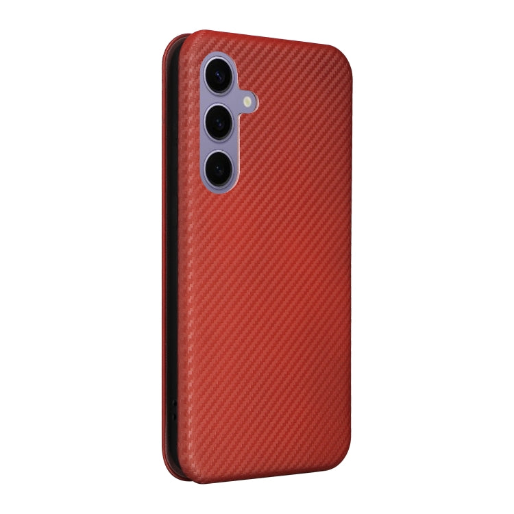 For Samsung Galaxy S25 5G Carbon Fiber Texture Flip Leather Phone Case(Brown) by buy2fix