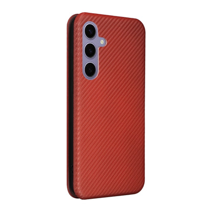 For Samsung Galaxy S25 5G Carbon Fiber Texture Flip Leather Phone Case(Brown) by buy2fix