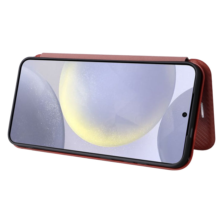 For Samsung Galaxy S25 5G Carbon Fiber Texture Flip Leather Phone Case(Brown) by buy2fix