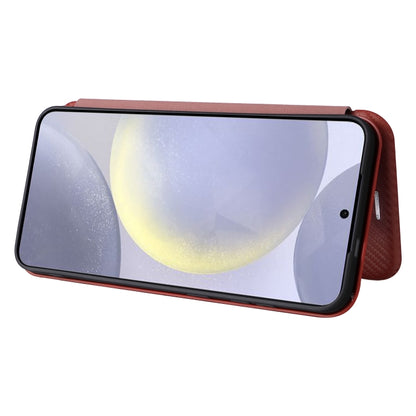 For Samsung Galaxy S25 5G Carbon Fiber Texture Flip Leather Phone Case(Brown) by buy2fix