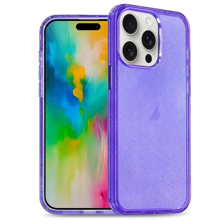 For iPhone 16 Pro Glitter Powder TPU Hybrid PC Phone Case(Purple) by buy2fix