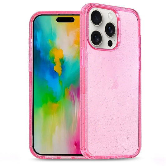 For iPhone 16 Pro Glitter Powder TPU Hybrid PC Phone Case(Pink) by buy2fix