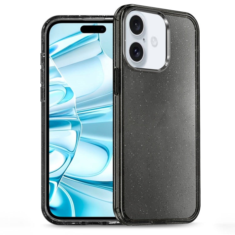 For iPhone 16 Plus Glitter Powder TPU Hybrid PC Phone Case(Black) by buy2fix