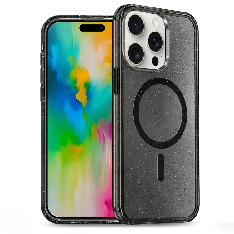 For iPhone 16 Pro Glitter Powder TPU Hybrid PC MagSafe Phone Case(Black) by buy2fix