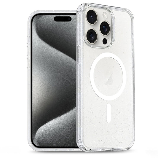 For iPhone 15 Pro Max Glitter Powder TPU Hybrid PC MagSafe Phone Case(Translucent) by buy2fix