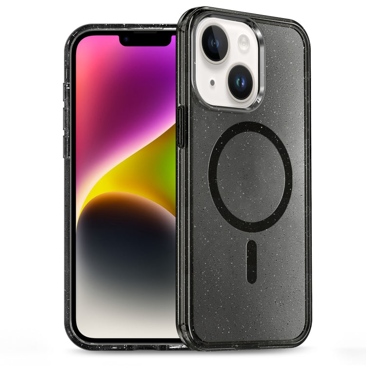 For iPhone 14 Glitter Powder TPU Hybrid PC MagSafe Phone Case(Black) by buy2fix