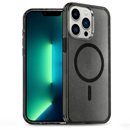 For iPhone 13 Pro Max Glitter Powder TPU Hybrid PC MagSafe Phone Case(Black) by buy2fix