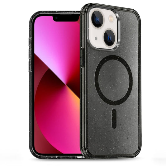 For iPhone 13 Glitter Powder TPU Hybrid PC MagSafe Phone Case(Black) by buy2fix