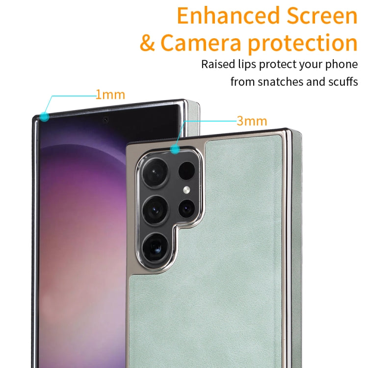 For Samsung Galaxy S22 Ultra 5G Electroplated Side PU Hybrid TPU MagSafe Phone Case(Green) by buy2fix