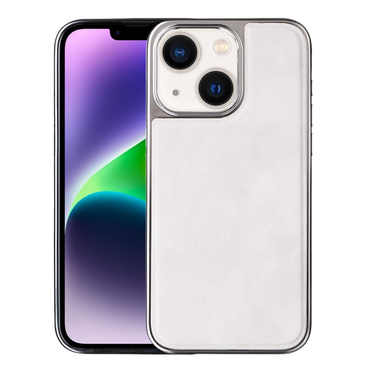 For iPhone 14 Electroplated Side PU Hybrid TPU MagSafe Phone Case(White) by buy2fix