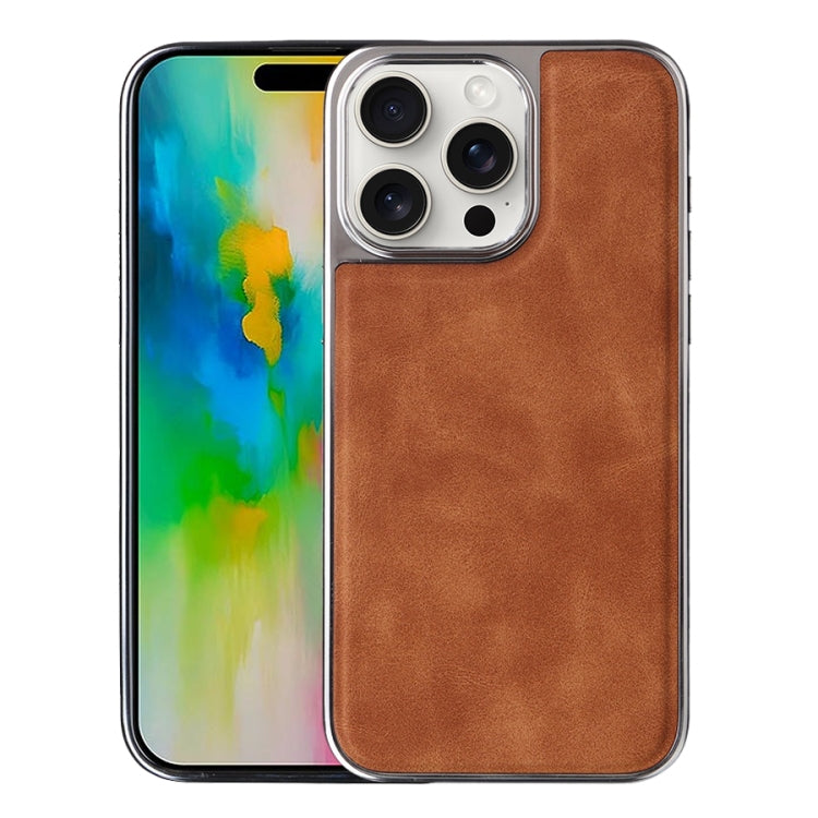 For iPhone 16 Pro Electroplated Side PU Hybrid TPU MagSafe Phone Case(Brown) by buy2fix