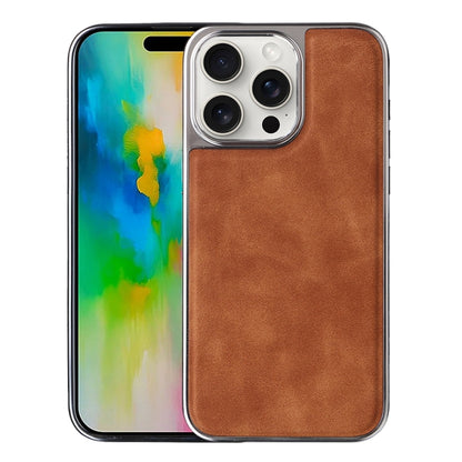 For iPhone 16 Pro Electroplated Side PU Hybrid TPU MagSafe Phone Case(Brown) by buy2fix