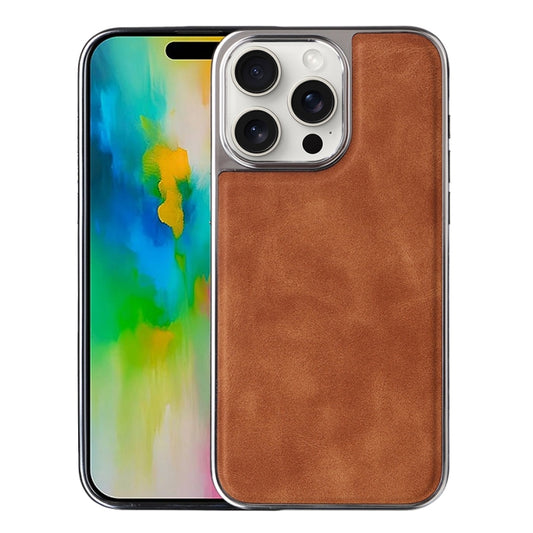 For iPhone 16 Pro Electroplated Side PU Hybrid TPU MagSafe Phone Case(Brown) by buy2fix