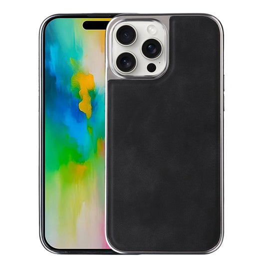 For iPhone 16 Pro Max Electroplated Side PU Hybrid TPU MagSafe Phone Case(Black) by buy2fix