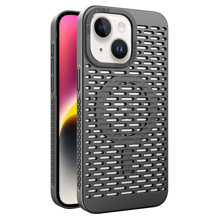For iPhone 14 Hollow Cooling MagSafe Phone Case(Black) by buy2fix