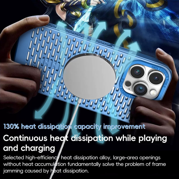 For iPhone 13 Hollow Cooling MagSafe Phone Case(Sky Blue) by buy2fix