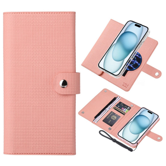 For iPhone 15 Plus ViLi GHB-C Series RFID MagSafe Magnetic Flip Leather Phone Case(Pink)