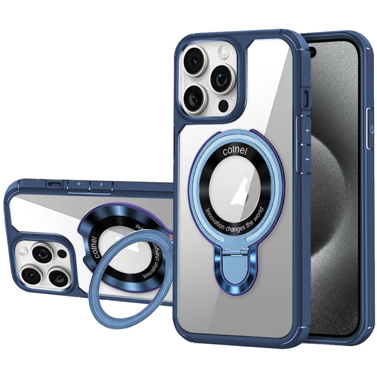 For iPhone 15 Pro Max MagSafe Acrylic Hybrid TPU Phone Case with Holder(Royal Blue) by buy2fix