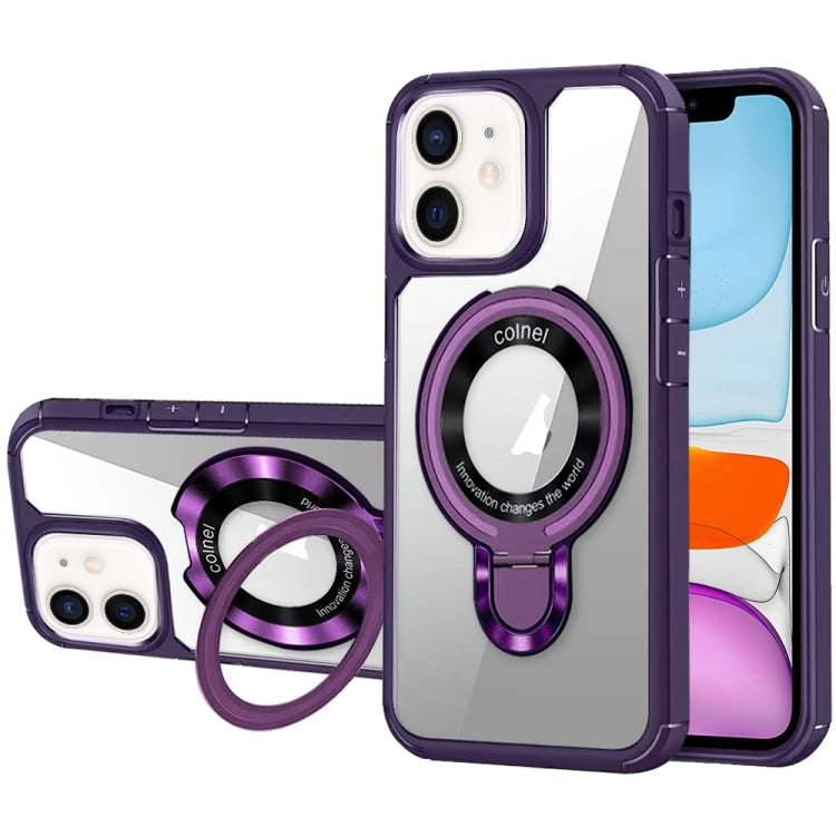 For iPhone 11 MagSafe Acrylic Hybrid TPU Phone Case with Holder(Purple) by buy2fix