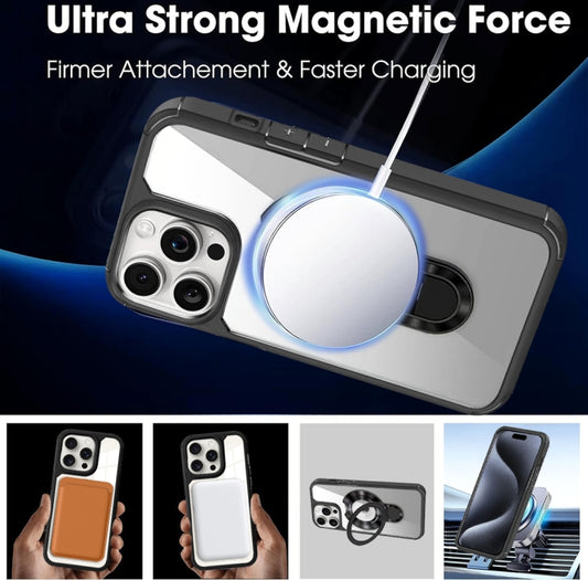 For iPhone 15 Pro Max MagSafe Acrylic Hybrid TPU Phone Case with Holder(Royal Blue) by buy2fix