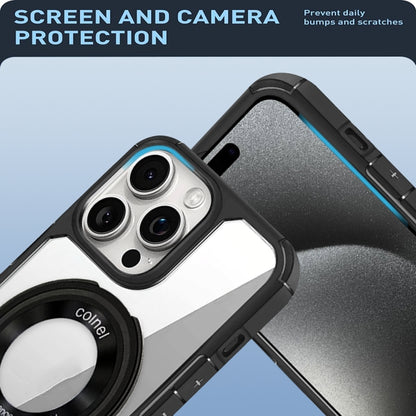 For iPhone 13 MagSafe Acrylic Hybrid TPU Phone Case with Holder(Black) by buy2fix