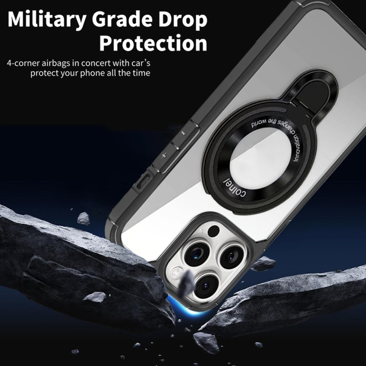 For iPhone 12 MagSafe Acrylic Hybrid TPU Phone Case with Holder(Black) by buy2fix