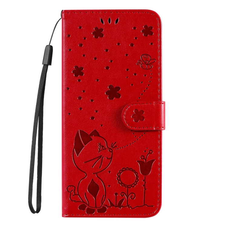 For Samsung Galaxy S25 Ultra 5G Cat and Bee Embossed Flip Leather Phone Case(Red) by buy2fix