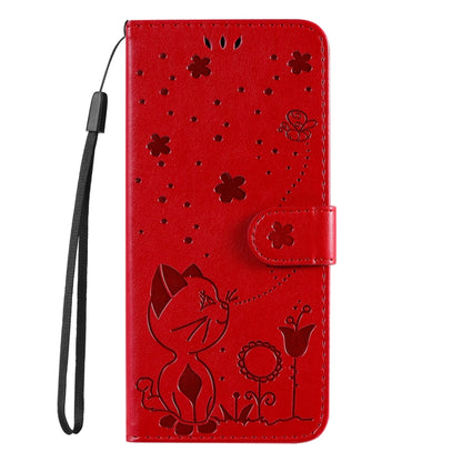 For Samsung Galaxy S25 Ultra 5G Cat and Bee Embossed Flip Leather Phone Case(Red) by buy2fix