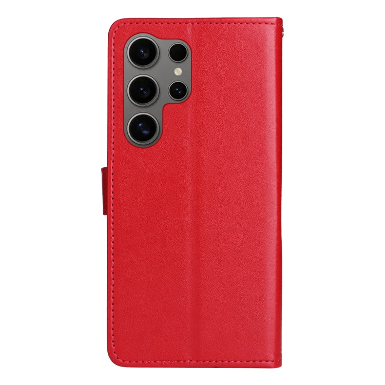 For Samsung Galaxy S25 Ultra 5G Cat and Bee Embossed Flip Leather Phone Case(Red) by buy2fix