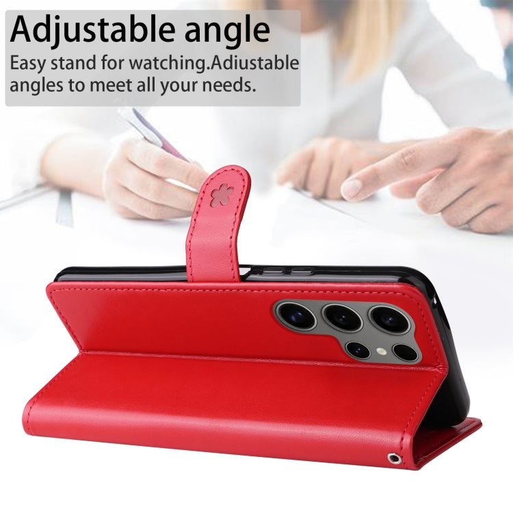 For Samsung Galaxy S25 Ultra 5G Cat and Bee Embossed Flip Leather Phone Case(Red) by buy2fix