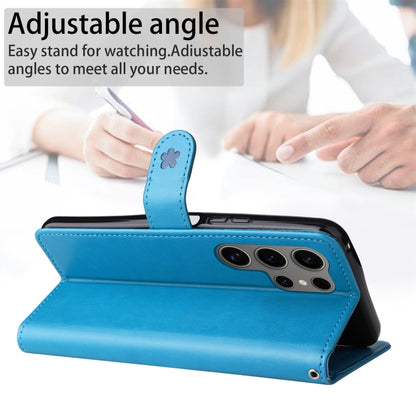 For Samsung Galaxy S25 Ultra 5G Cat and Bee Embossed Flip Leather Phone Case(Blue) by buy2fix