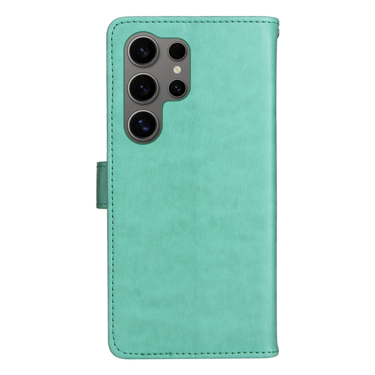 For Samsung Galaxy S25 Ultra 5G Cat and Bee Embossed Flip Leather Phone Case(Green) by buy2fix