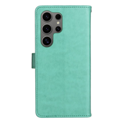 For Samsung Galaxy S25 Ultra 5G Cat and Bee Embossed Flip Leather Phone Case(Green) by buy2fix