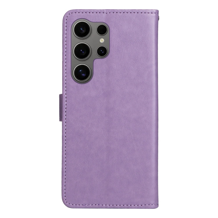 For Samsung Galaxy S25 Ultra 5G Cat and Bee Embossed Flip Leather Phone Case(Purple) by buy2fix
