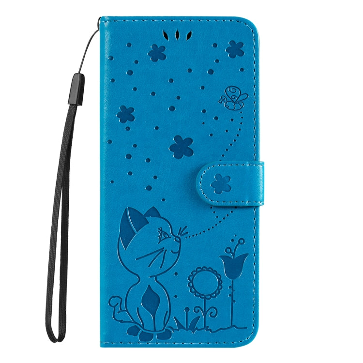 For Samsung Galaxy S25 / S24 5G Cat and Bee Embossed Flip Leather Phone Case(Blue) by buy2fix