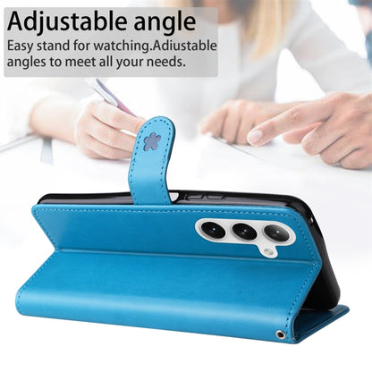 For Samsung Galaxy S25 / S24 5G Cat and Bee Embossed Flip Leather Phone Case(Blue) by buy2fix