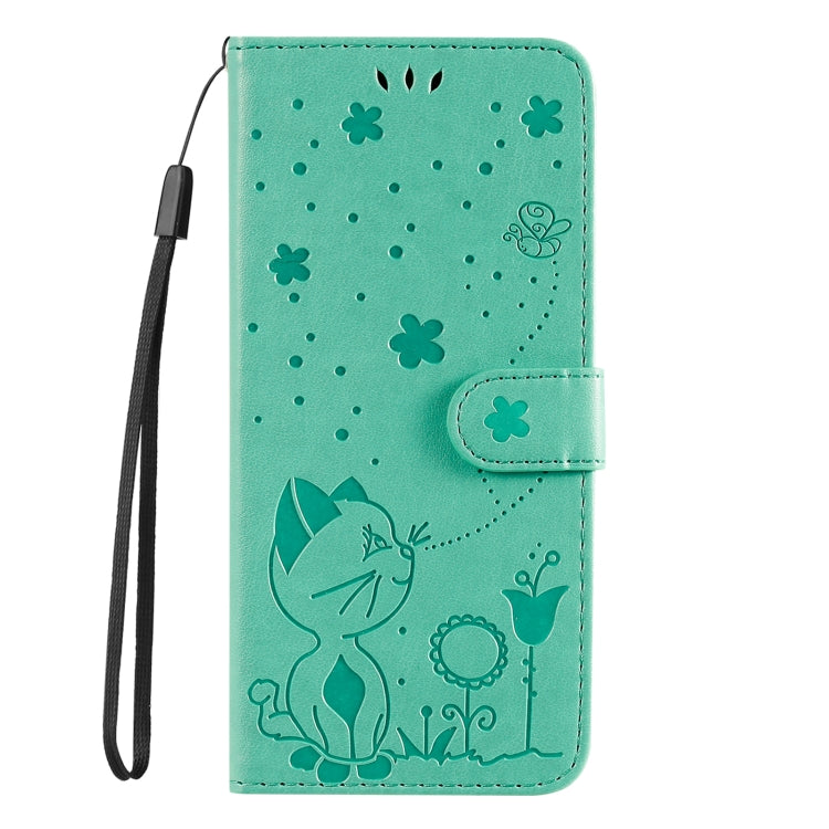 For Samsung Galaxy S25 / S24 5G Cat and Bee Embossed Flip Leather Phone Case(Green) by buy2fix