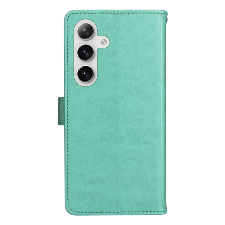For Samsung Galaxy S25 / S24 5G Cat and Bee Embossed Flip Leather Phone Case(Green) by buy2fix